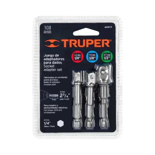 [10752] 10752 Juego de 3 adaptadores para dados de 1/4', 3/8' y 1/2' ADA-3