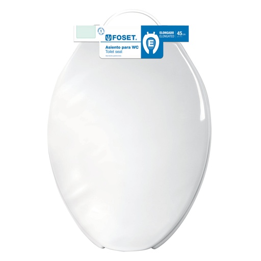 [49905] 49905 Asiento alargado para WC, abierto,blanco, Foset AWC-45B