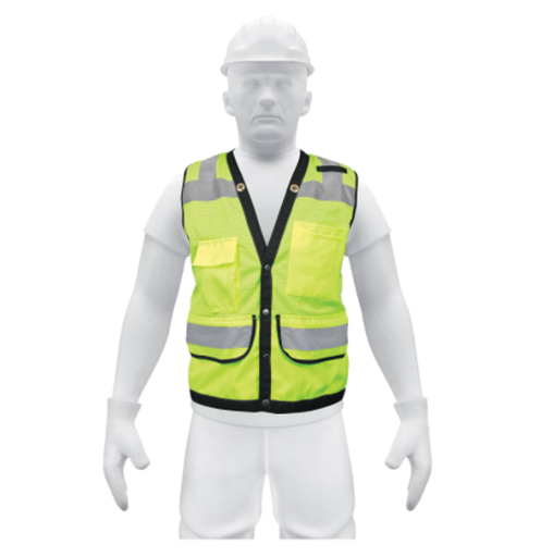 [13482] Chaleco seguridad reforzado verde con bolsas, m, Expert chs-800v-m