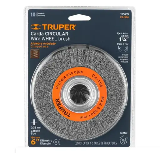 [11520] 11520 Carda alambre ondulado 6' x 3/4' para esmeril, Truper CA-104