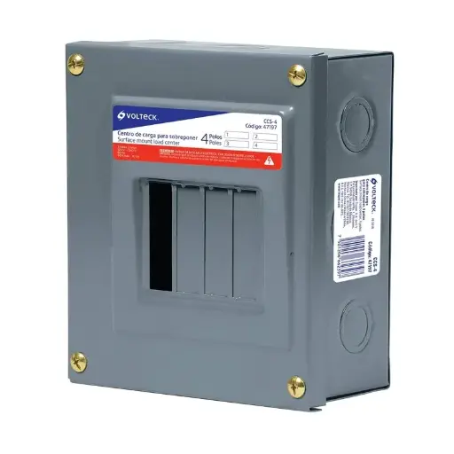 [47197] 47197 Centro de carga de sobreponer, 4 polos, Volteck CCS-4