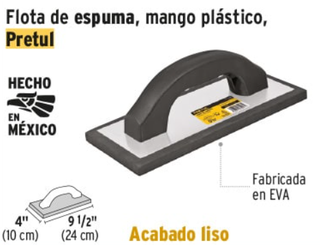 [25074] 25074 Flota de espuma, 9-1/2', espesor 7/16', acabado liso, Pretul FL-9NP
