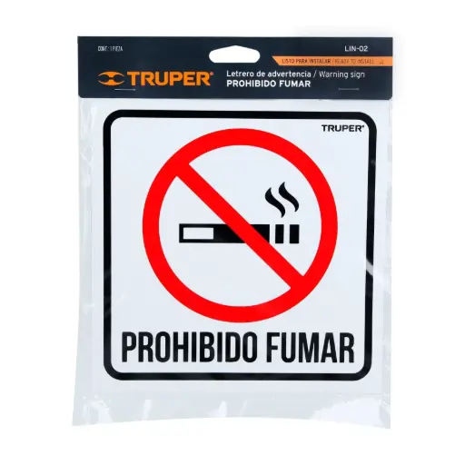 [18293] Letrero de señalización 'no fumar', 19 x 19 cm, Truper lin-02