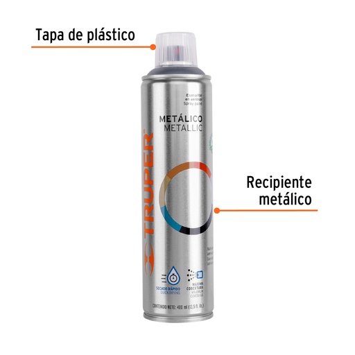 [19053] 19053 Pintura en aerosol, cromo metálico, 400 ml, Truper PAM-CR