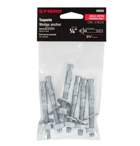 [46658] 46658 Bolsa con 6 taquetes arpón 1/4' x 2-1/4', Fiero TAE-1/4A2