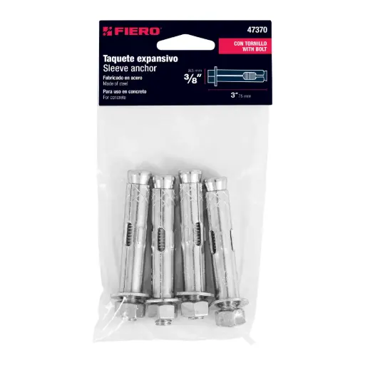 [47370] 47370 Bolsa con 4 taquetes expansivos de 3/8' con tornillo, Fiero TAE-3/8T